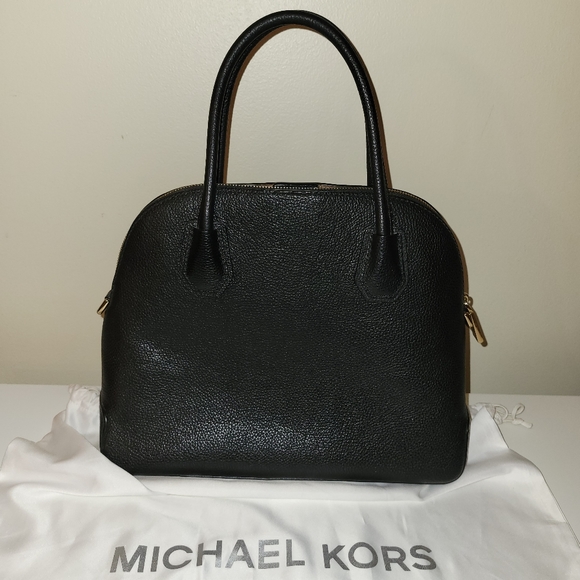 Michael Kors | Mercer Large Leather Dome Satchel, Black - Picture 4 of 16